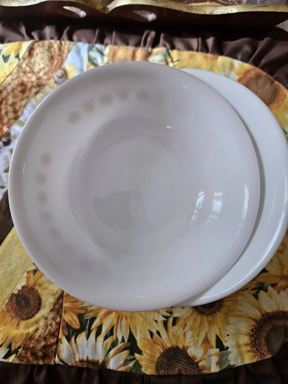 Corelle Set Of Three Cereal Bowls In The Golden Butterfly Pattern.